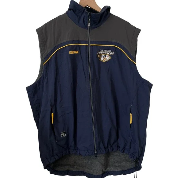 CCM Nashville Predators NHL Fleece Lined Full Zip Vest Mens XL Navy Blue Vintage
