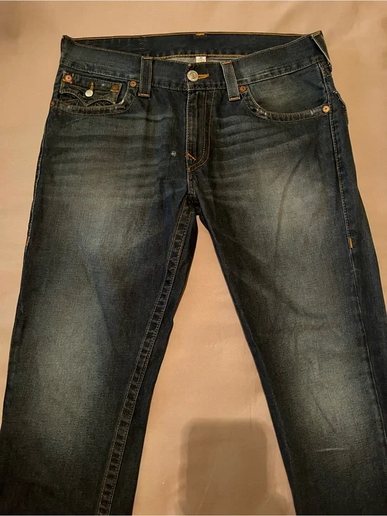 True Religion Men's Dark Indigo Straight Jeans