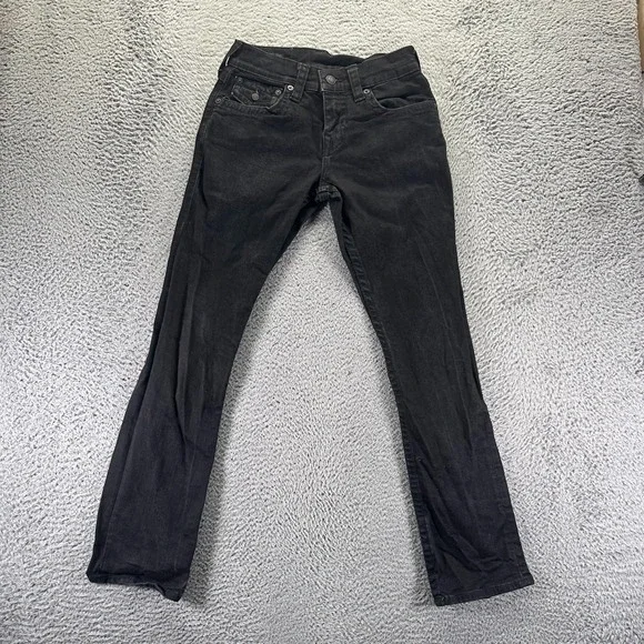True Religion Ricky Jeans Mens 28x32 Black Cotton Denim Straight Relaxed Stretch