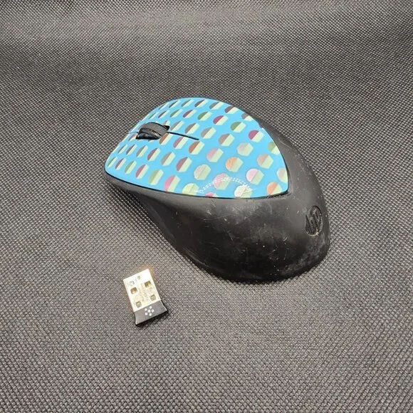 HP Wireless Mouse X4000 Morfftul Black w/ Cupcake Pattern ~ With Dongle