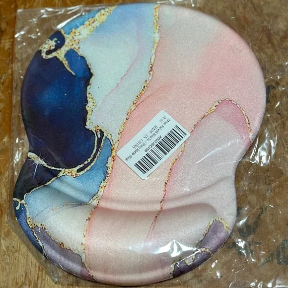 Pink, Blue & Gold Marble Ergonomic Mouse Pad & Keyboard Wrist Rest - NWT