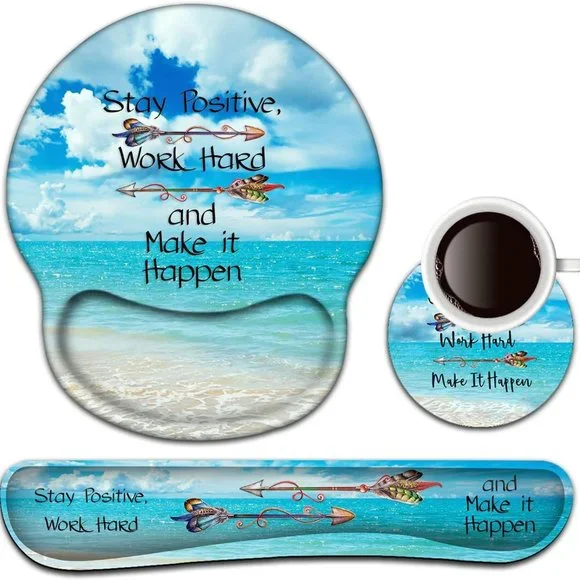 Keyboard Wrist Rest Support Arrow Set -Stay Positive Work Hard Make it happen