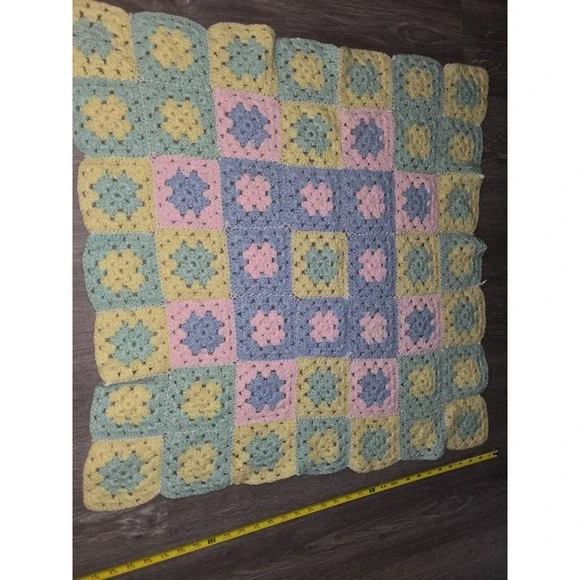 Granny Square Handmade Crochet Stroller Baby‎ Lap Blanket Roseanne