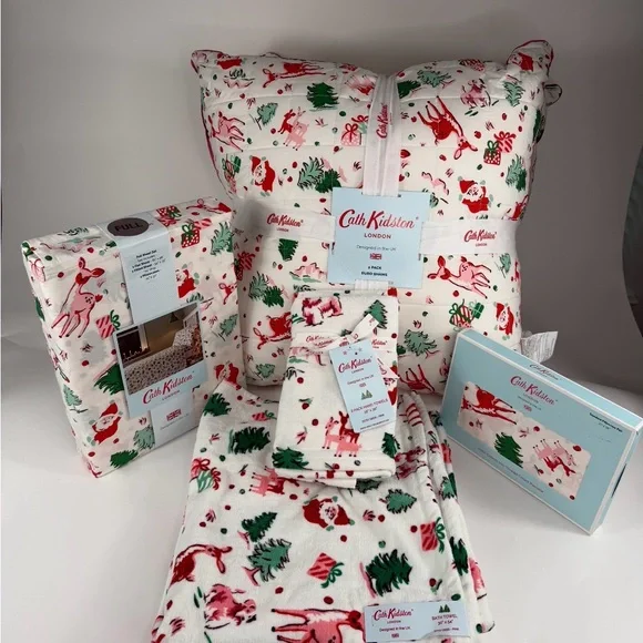 Cath Kidston Ditsy Deer Pink 12 PC Christmas Bundle ~ Precious NWT ~ Full