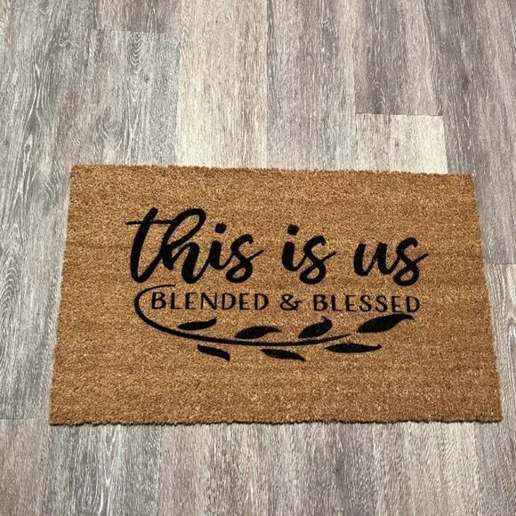This is US...Blended & Blessed decorative coir doormat