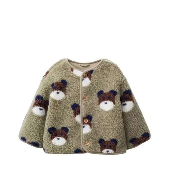 Zara Cozy Bear Pattern Kids Jacket! NWOT 9-12m