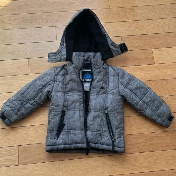 Snozu Gray Plaid Puffer Jacket with Hood