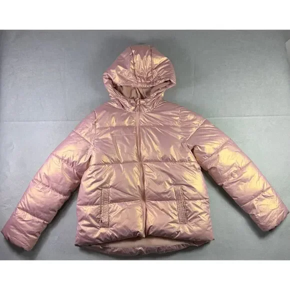 SWISS TECH Girls Rose Gold Metallic Puffer Jacket Size XL 14–16