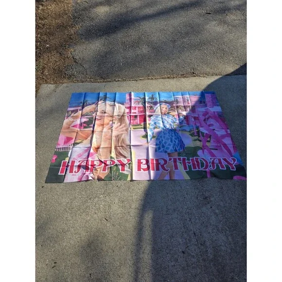 Barbie Happy Birthday party banner.