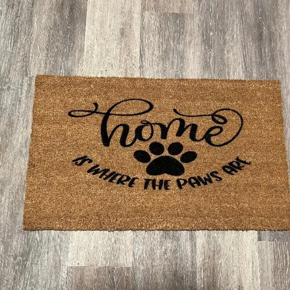 Home is Where the Paws Are decorative coir doormat