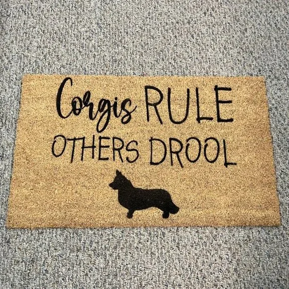Corgi's Rule Others Drool decorative coir doormat