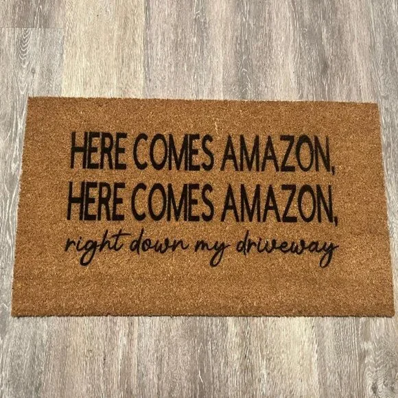 Here comes Amazon decorative coir doormat
