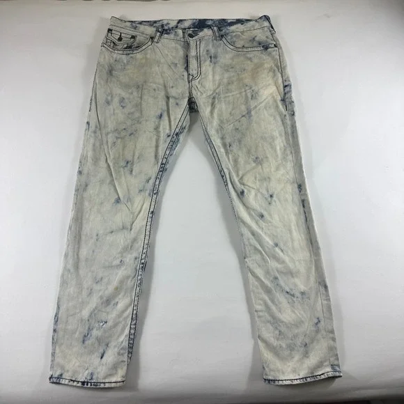 True Religion Mens Size 42 Jeans Acid‎ Wash Denim Straight Leg Pants