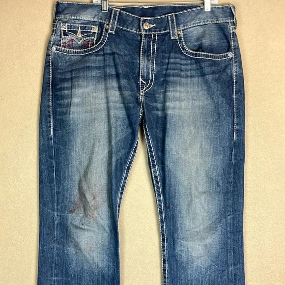 True Religion Straight Fake Blood Splatter Zola Movie Prop Jeans Men’s size‎ 36