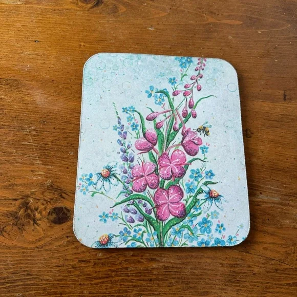 Alaska Fireweed with Honey Bee Mouse Pad Bought from the Valdez Co Op