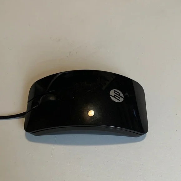 HP Black Wired Optical Mouse with HP Logo