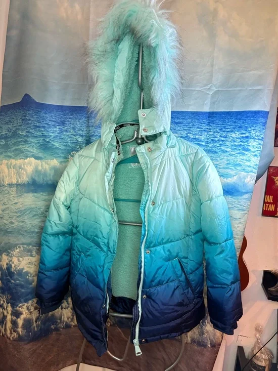Justice Girls Blue Ombré Puffer Winter Jacket Coat