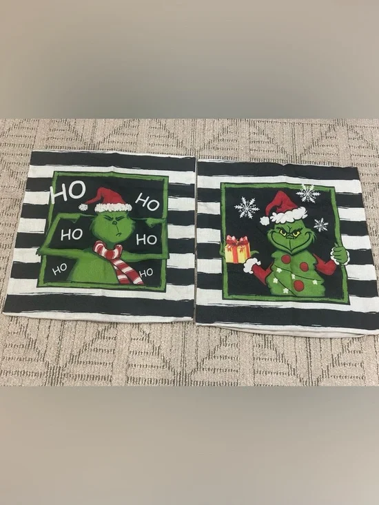 Holiday Grinch Decorative Cushion Covers - Black & Green 18X18