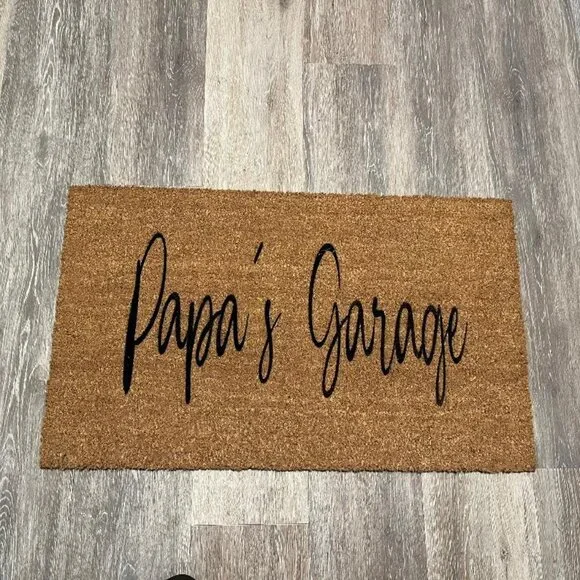 Papa's Garage decorative coir doormat