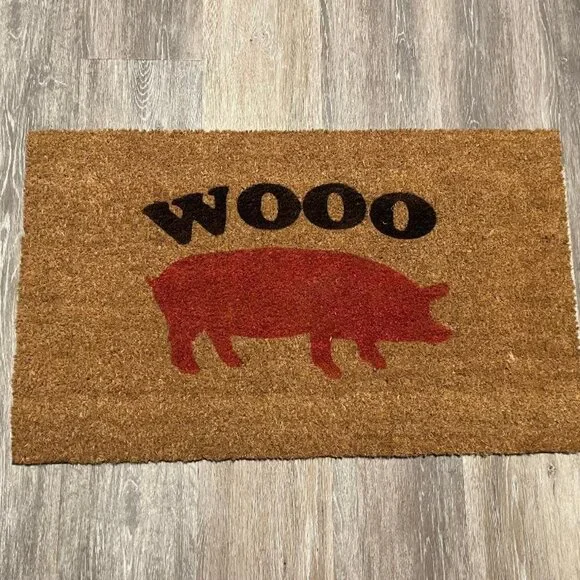 Woo with cute Pig decorative coir doormat