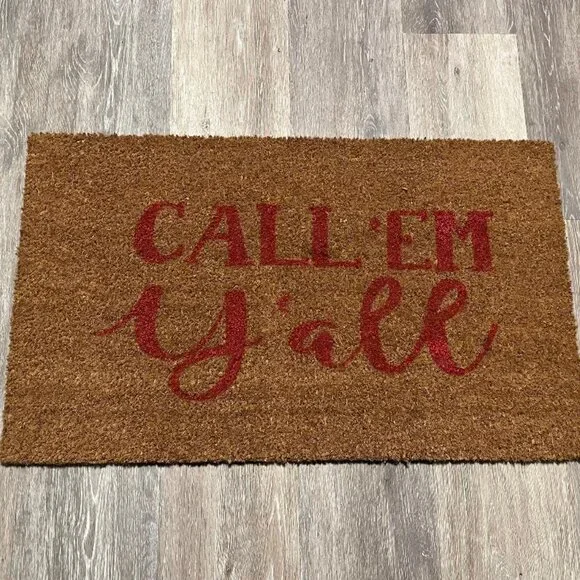 Call 'Em Y'all decorative coir doormat