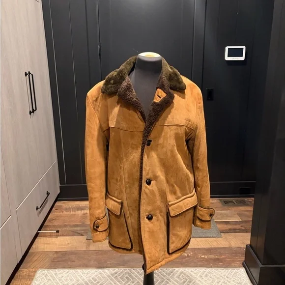 Vintage Holiday Suede & Shearling Coat | Treated Suede | Boston, Mass.