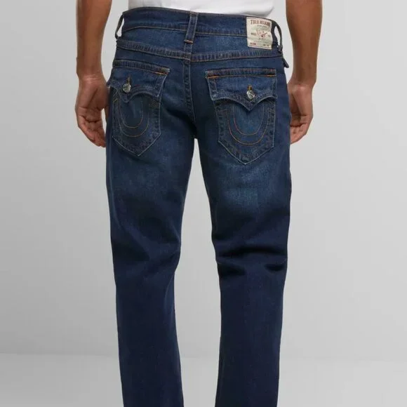 True Religion Men's Geno Relaxe Slim Jeans Size 36 Blue .