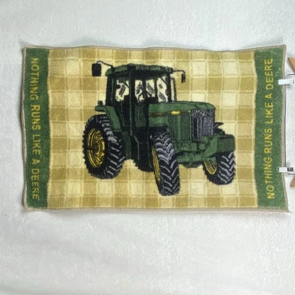 VTG John Deere Welcome Door Mat Checkered Tractor 