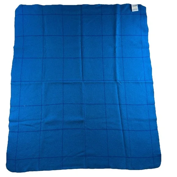 Vintage Faribo Wool Blend Blanket Throw Blue 38