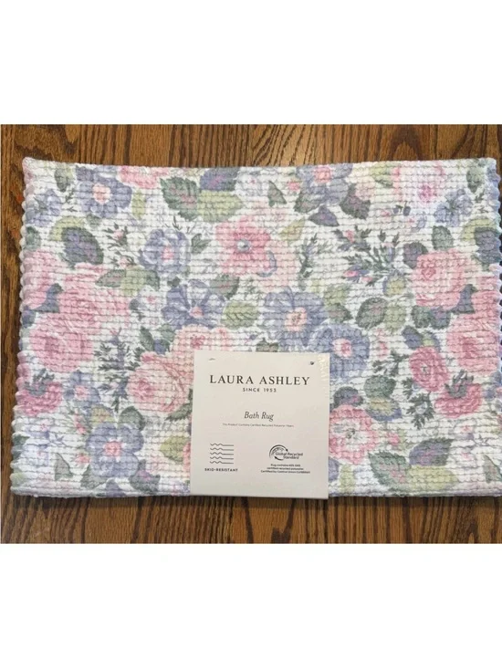 Laura Ashley RUG ~ Floral 17”x24” Machine Washable Non Slip Backing ~ Beautiful
