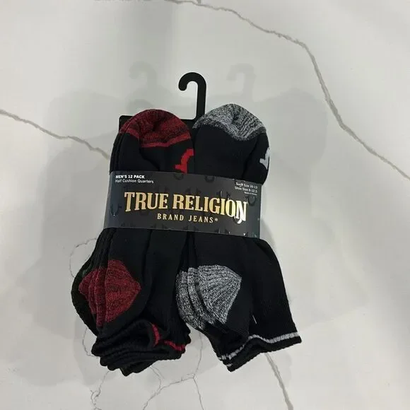 True Religion Black and Gray Athletic Socks 12 pair