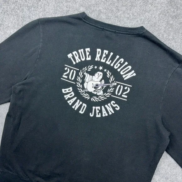 True Religion Sweatshirt Mens 3XL Black‎ TRBJ Crewneck Graphic Pullover Sweater