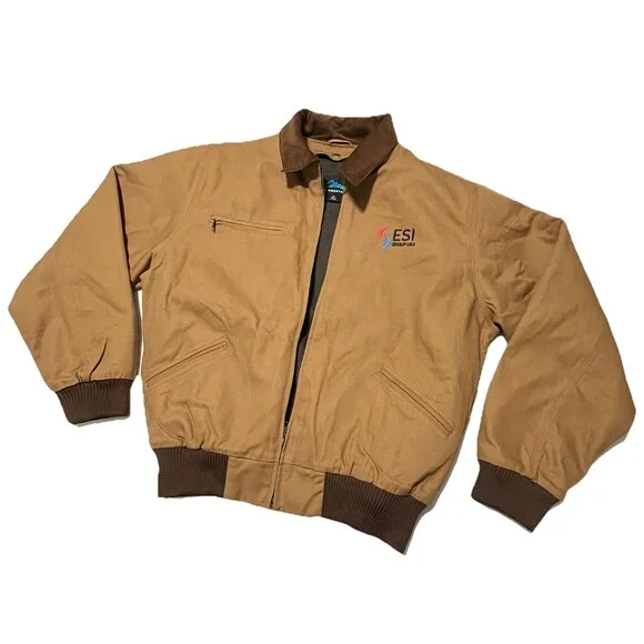 Tri Mountain Tan Canvas Detroit Corduroy Collar Removable Wool Liner Jacket- M