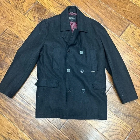 Guess men’s Black wool‎ Peacoat