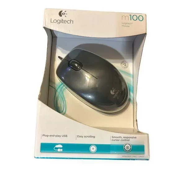Logitech M100 Wired USB Mouse 3-buttons pc, mac‎ laptop