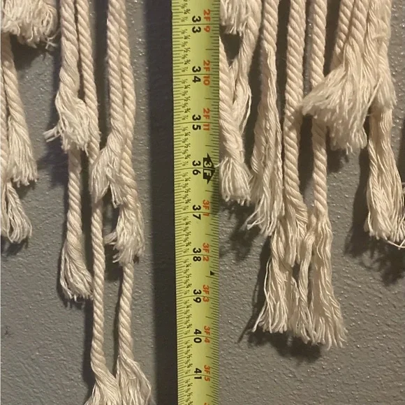 Cream Tapestry with Intricate Macrame and Fringe