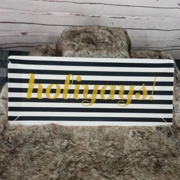 Anthropologie Holiyays striped‎ storage tray