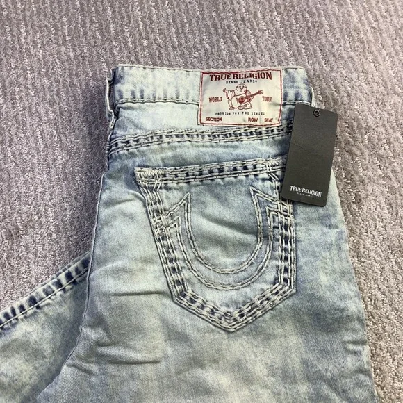 True Religion Ricky Super QT NF Relaxed Straight Jeans Light Wash 36 x 32.5 NWT