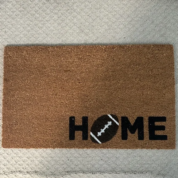 Brown HOME Doormat with Football Design