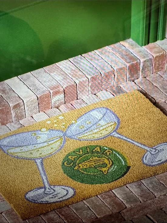 Anthropologie Champagne Coir Printed Doormat