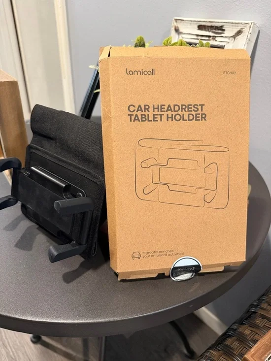 Lamicall Black Car Headrest Tablet Mount - Adjustable Backseat Holder
