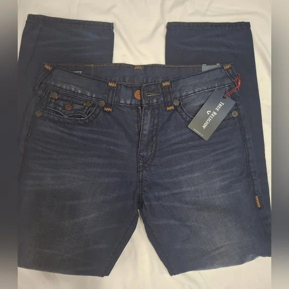 Men's True Religion Dark Indigo Straight Jeans.Size 36