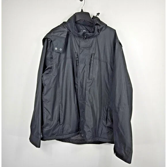 Scottevest Men's Size XXL Black Jacket Coat TEC Removable Hood Sleeves GUC
