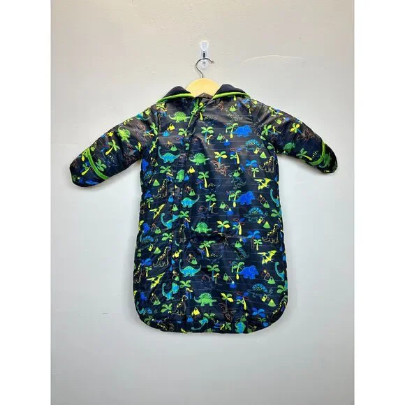 London Fog Baby L215H85 Size 0-6M Black Dinosaurs Hoodie EUC