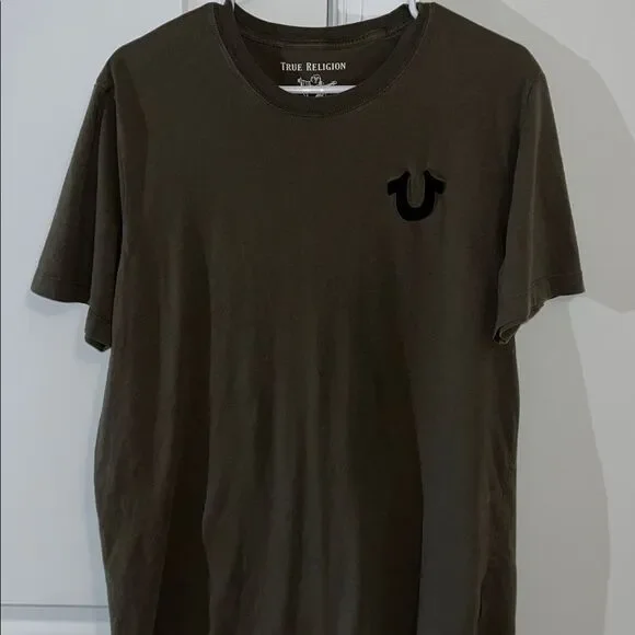 True Religion Brand Denim soft cotton Olive Green summer short sleeve t shirt L