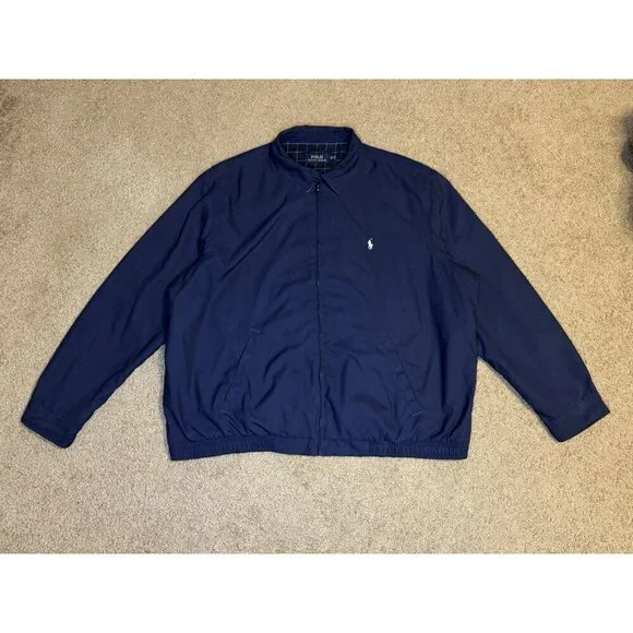 POLO RAPPH LAUREN Mens Blue Bi Swing Navy Jacket Windbreaker Lined Full Zip 3XLT