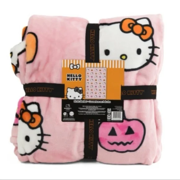 Hello Kitty Pumpkins Halloween Blanket ~NEW~ Full/Queen