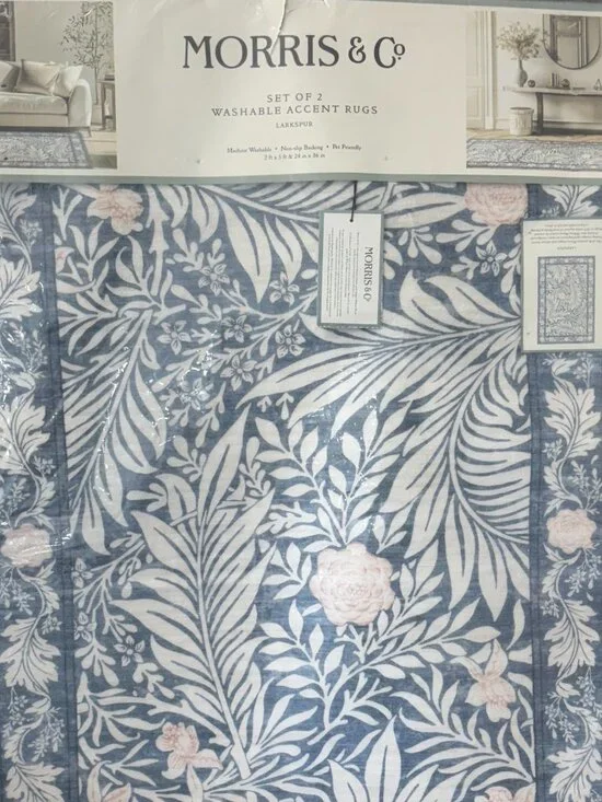 2pc Morris & Co Larkspur Blue 2'x5' & 24