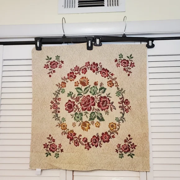 Six 100% Cotton Floral Embroidered Tapestry Squares Made In Belgium