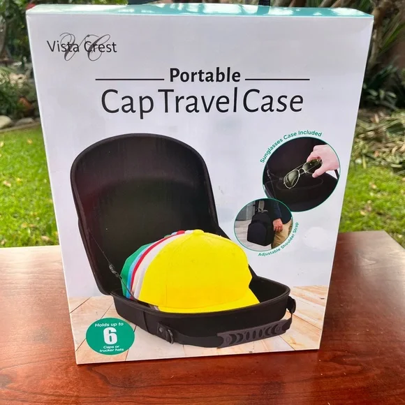 Portable Cap Travel Case - Black (Holds Up to 6 Caps)